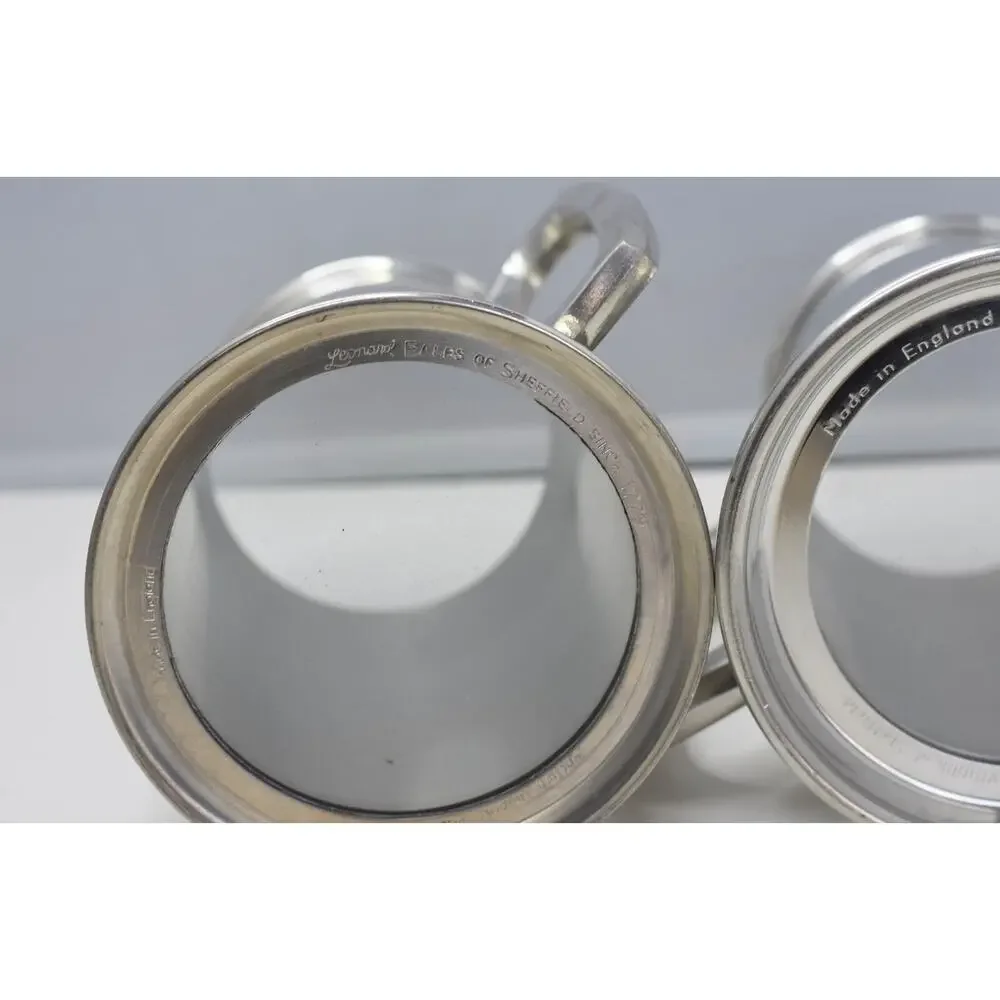 Leonard Eales Sheffield English Pewter Tankard 1779 Made in England - Set of 2